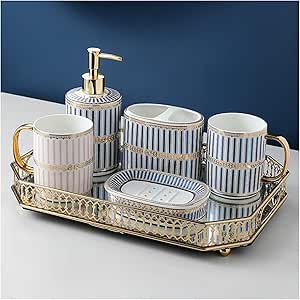 Amazon.com: Luxury Ceramic Bathroom Accessories Set, 6 Piece High-end ...