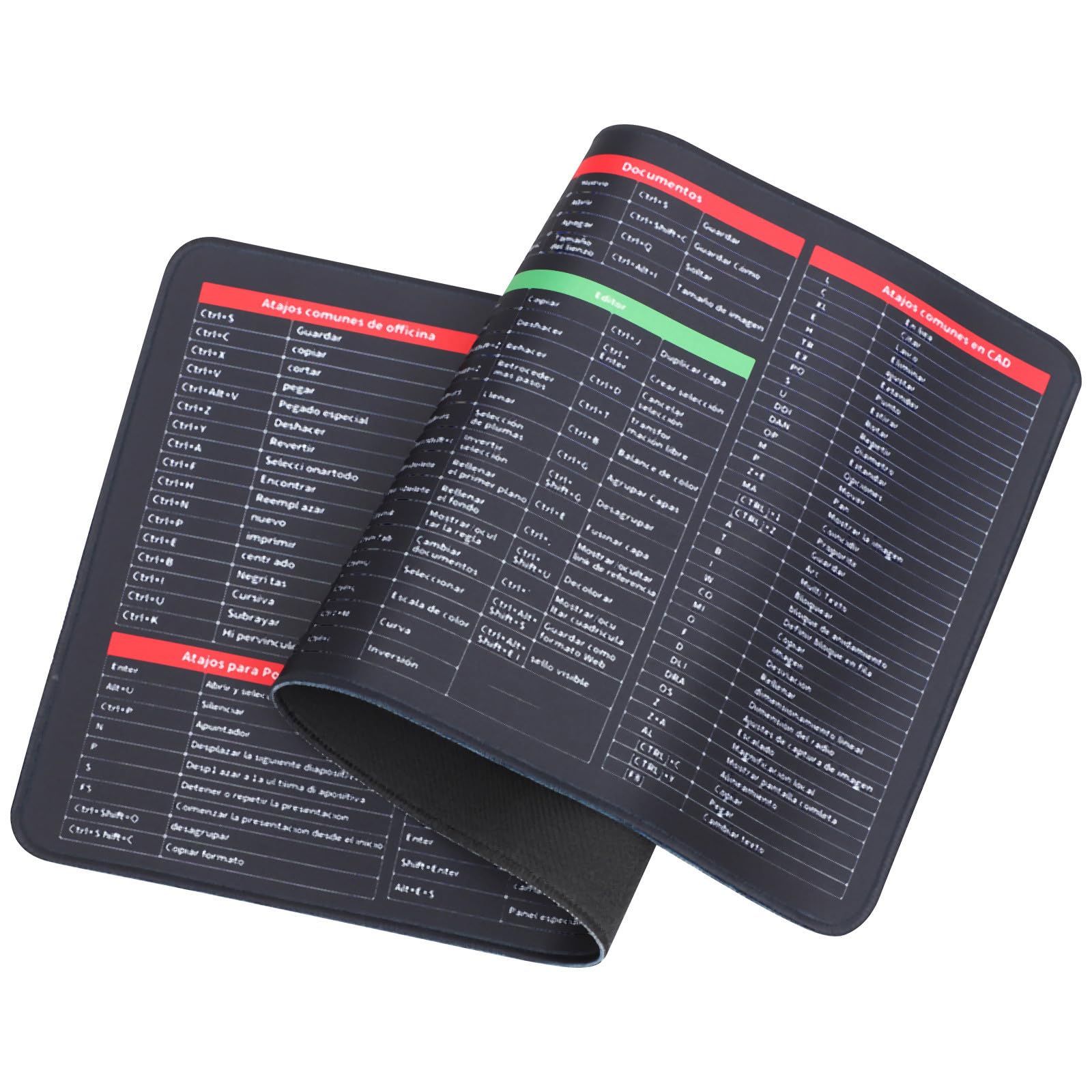Kisangel Alfombrilla de Ratón y Gaming para Oficina y Multifuncional Antideslizante y Teclado de Goma Atajos de Teclado Tapete Práctico y Estable para Escritorio
