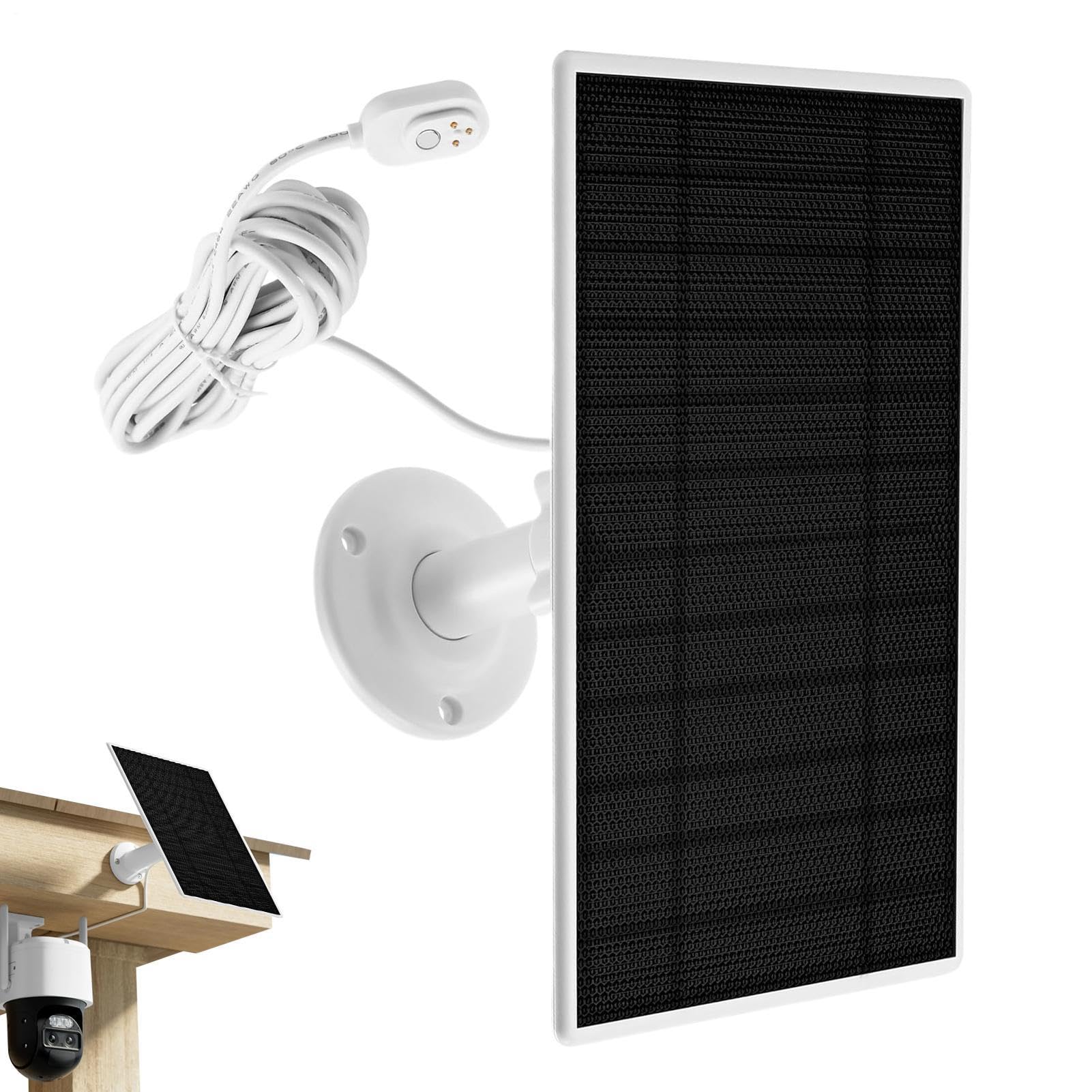 Pannello Solare per Telecamera Caricatore Impermeabile A Ricarica Rapida | Pannello di Ricarica Solare da 10W per Telecamere da Parete per Telefoni, Moto, Camper, Elettronica, Campeggio, Pesca, Gi