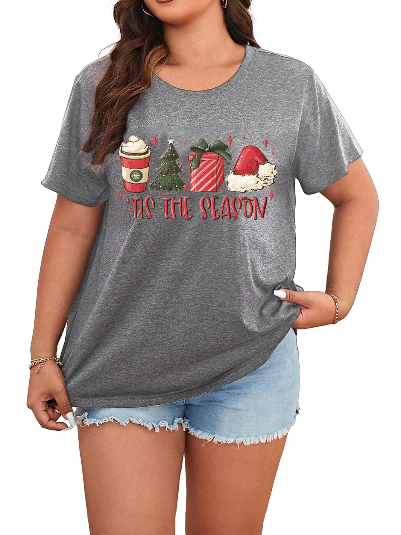 Women's Casual Short Sleeve Tops Fall Shirts Tis The Season Graphic Tees