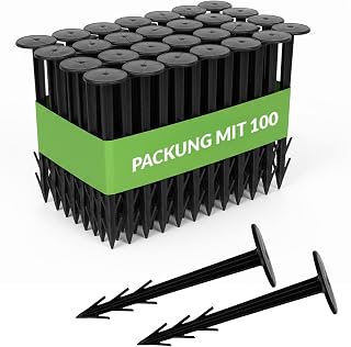 GARDENIX Erdhaken Garten 12cm, 100 Stück Erdanker Unkrautvlies, UV-beständige Kunststoff Erdnägel Unkrautvlies, Rostfreie Bodenanker für Gartenvlies, Zuverlässige Unkrautvlies Befestigung