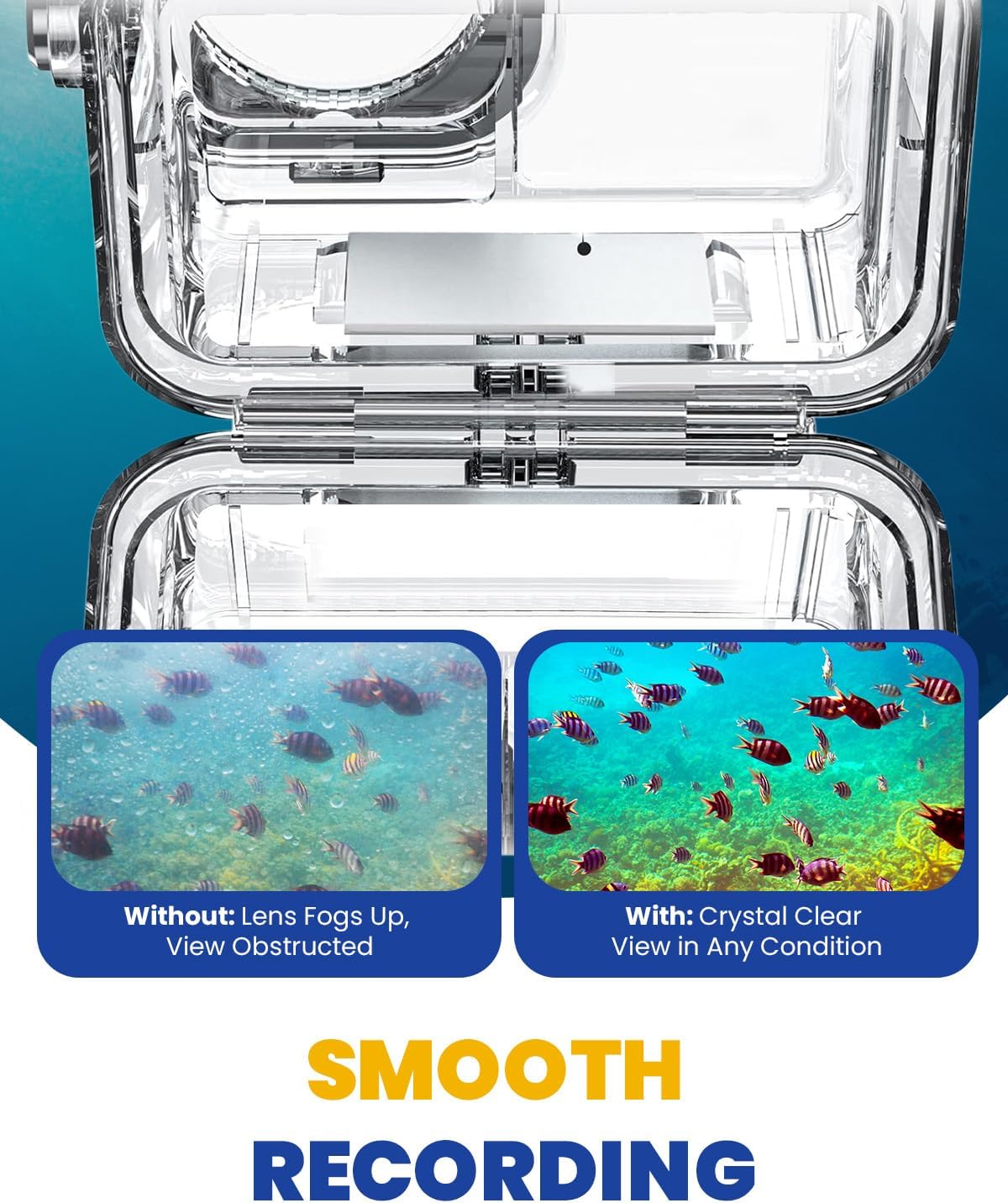 Waterproof Case for DJI Osmo Action 6, 60M Underwater Housing with Tempered Glass Lens for Snorkeling Surfing Diving