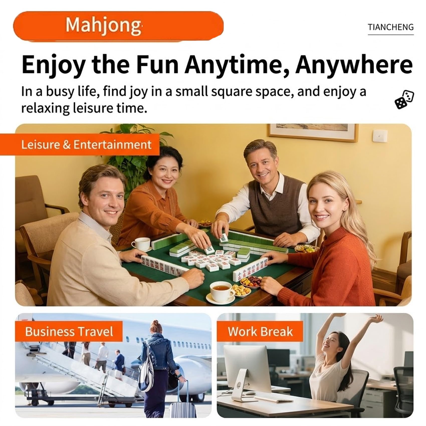 Set Mahjong, set di 160 piastrelle Mahjong americane in acrilico a 4 strati