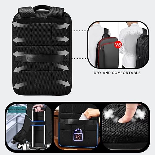 Miniatura 2 de ZINZ Mochila delgada y expandible para laptop de 15, 15.6 y 16 pulgadas, antirrobo, bolsa de viaje de negocios con USB, mochila multiusos de gran