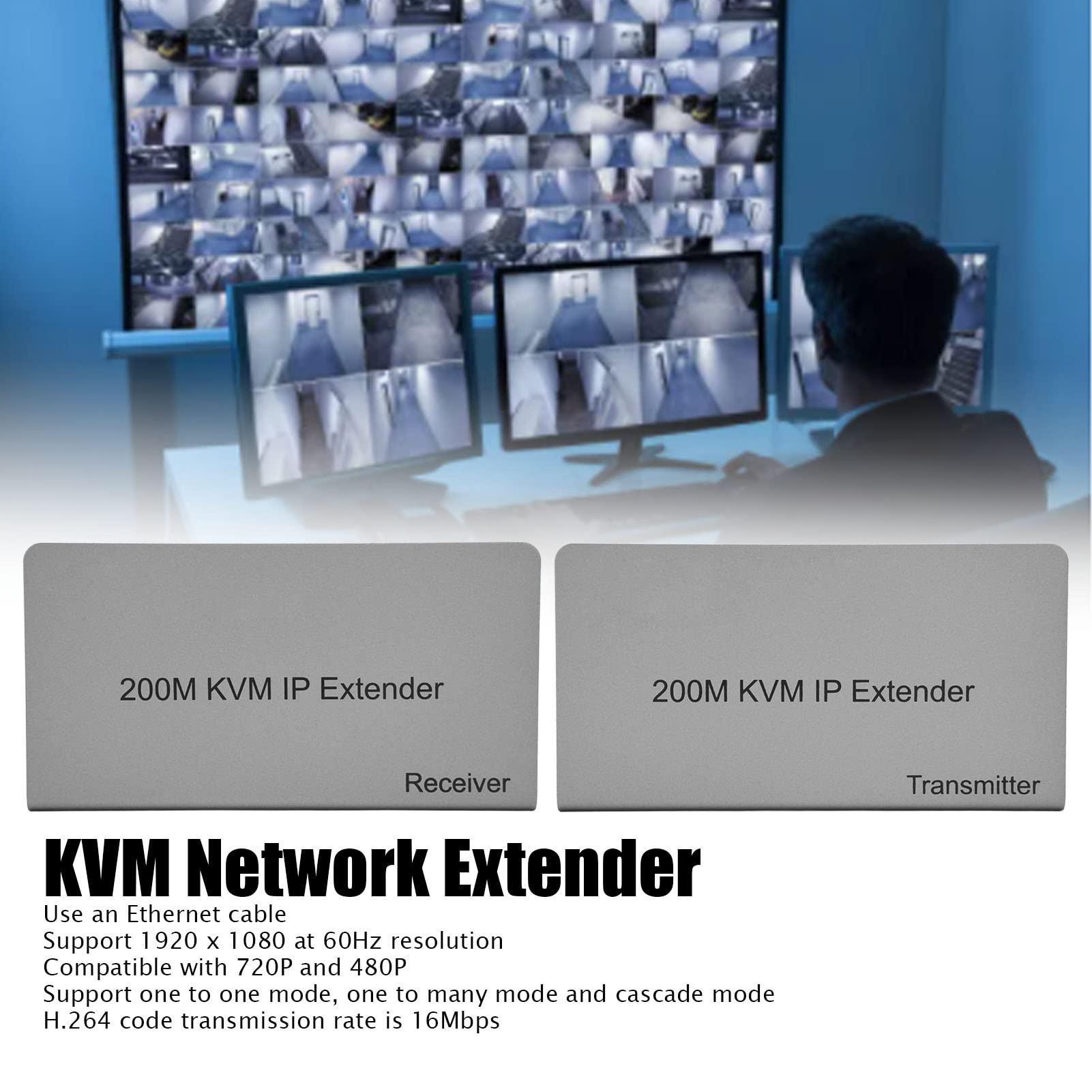 Estensore di Rete con Interfaccia Multimediale HD 100‑240 V, Risoluzione 1920 X 1080 a 60 Hz, Modalità di Trasmissione Multiple, Velocità 16 Mbps per Monitoraggio Edifici, Barre, KTV(Unione Europea)
