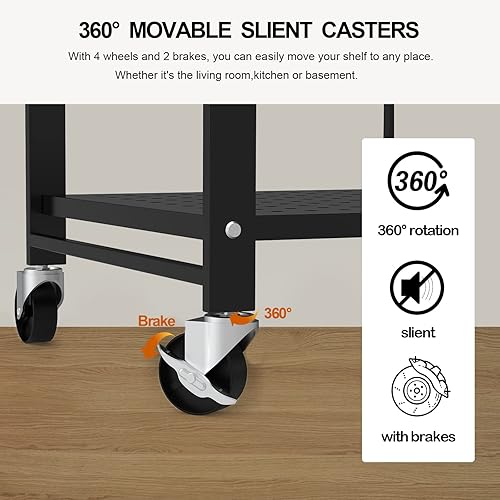 Miniatura 8 de Himix Estantes de almacenamiento con ganchos, estantería de metal plegable sobre ruedas, estantes plegables sin montaje para almacenamiento,