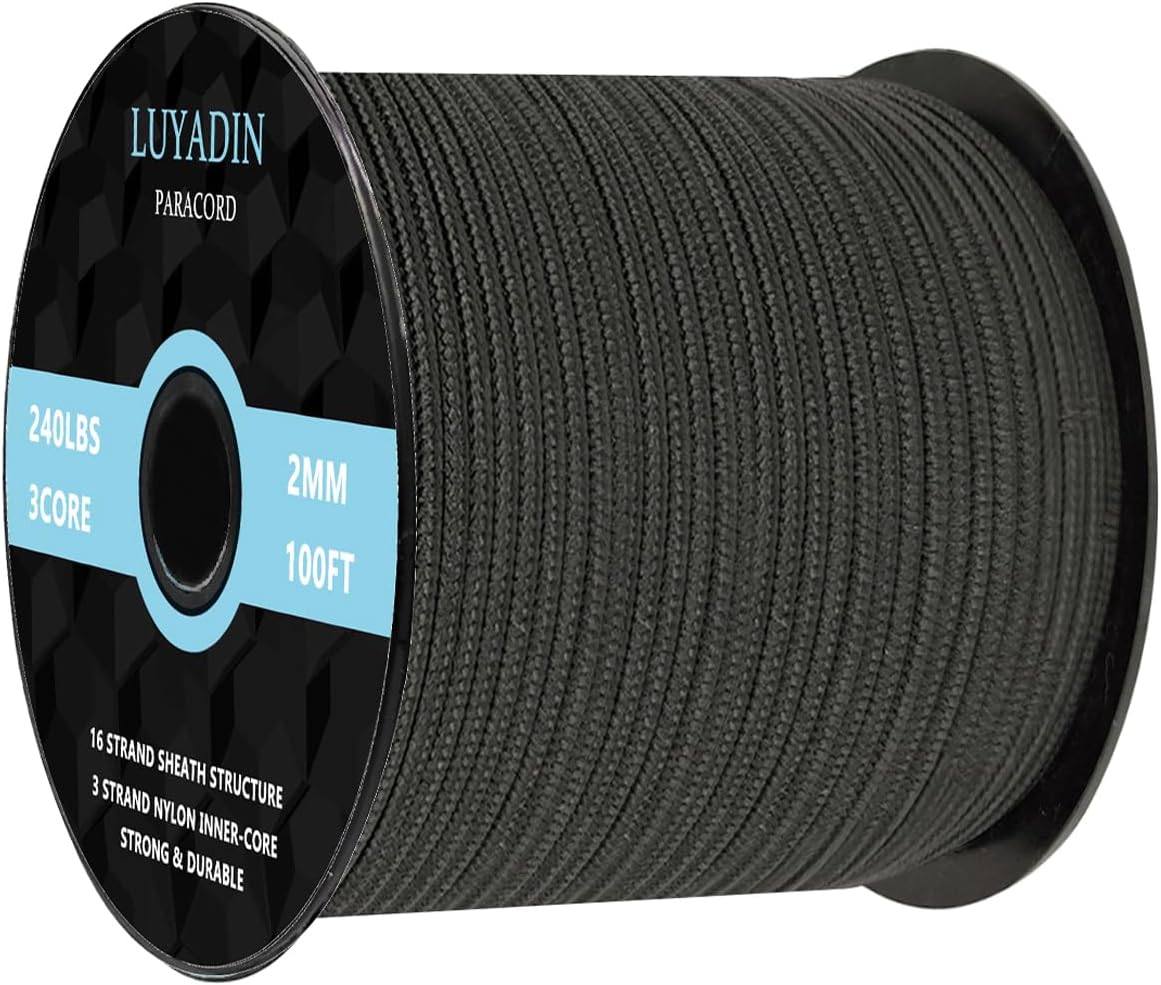 Paracord 240lb – Diameter 2mm Micro Utility Cord -3 Strand Parachute Spool Cord – 100ft 200ft,Paracord for Camping,Hiking,Fishing,Outdoor and DIY Paracord 240lb – Diameter 2mm Micro Utility Cord -3 Strand Parachute Spool Cord – 100ft 200ft,Paracord for Camping,Hiking,Fishing,Outdoor and DIY