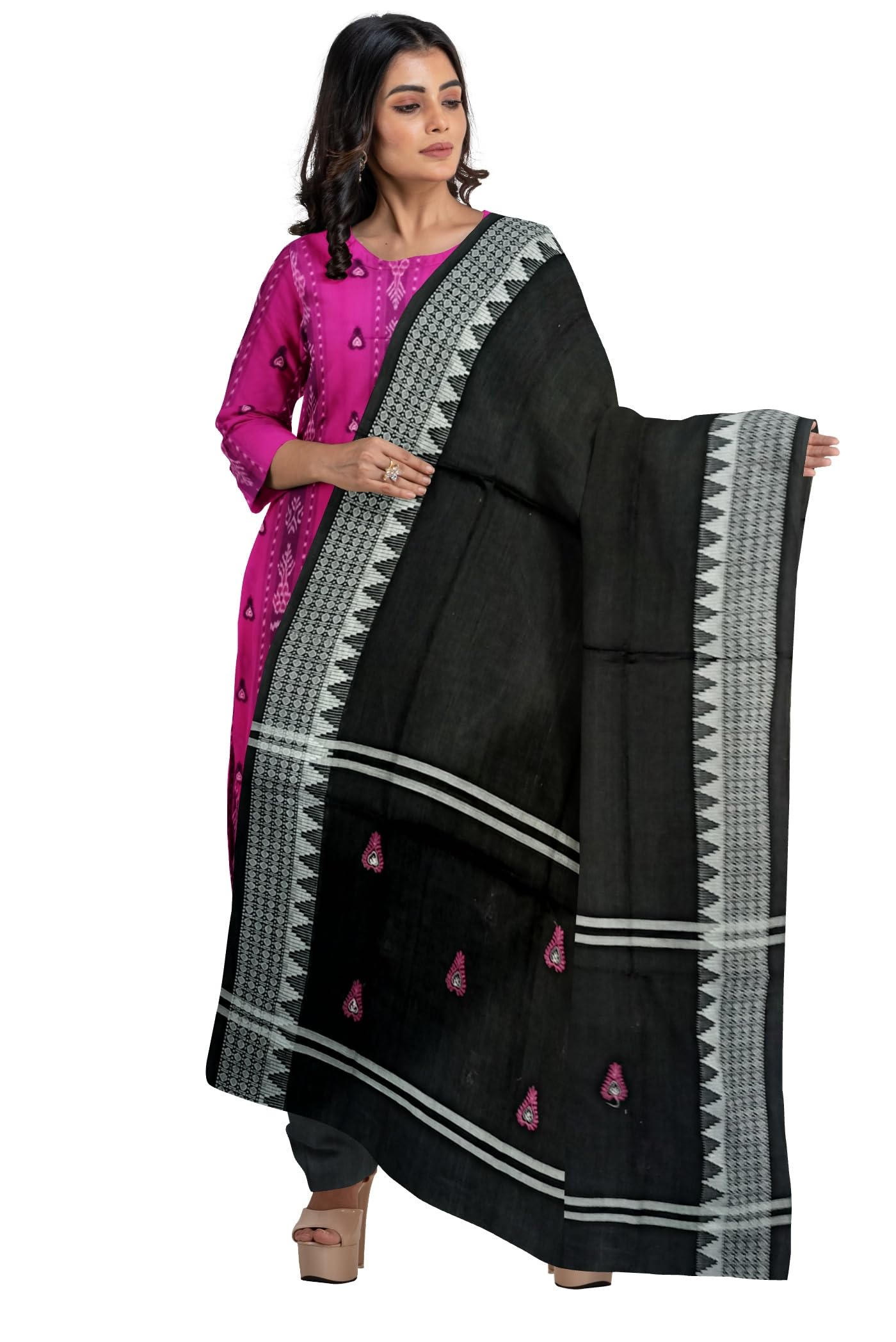 nuapatanaloom Odisha Sambalpuri Handloom Women's Ikat Cotton Ethnic Dress Material Set Unstitched Traibal Print salwar suit for Women's-picture-31