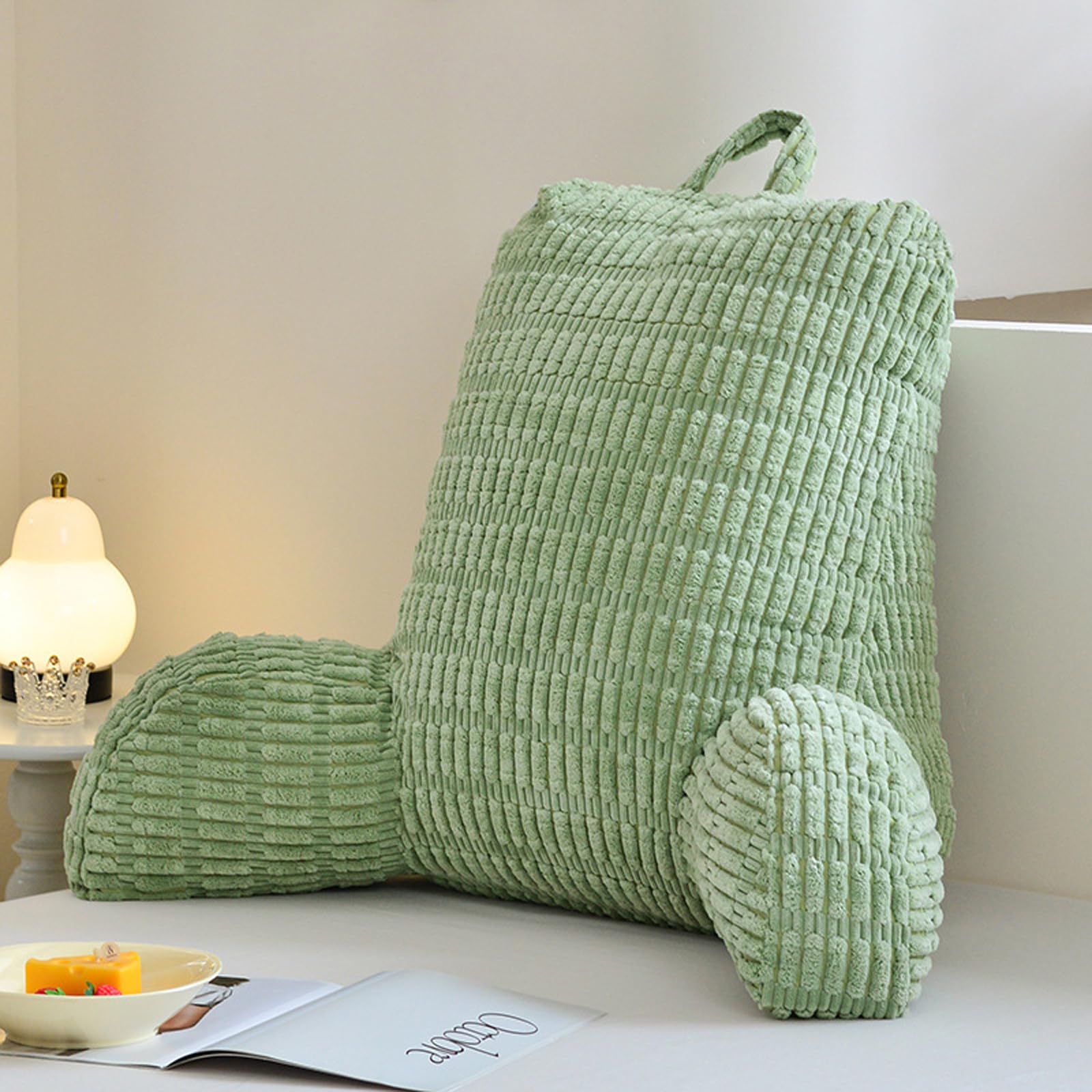 Lesekissen für Bett Und Sofa,Rückenstützkissen Lesekissen mit Armlehne, Erwachsenensofa mit Rückenlehnenkissen, Sitzkissen mit Armlehne,Geeignet für Lesen Handyspielen Videospiele Fernsehen