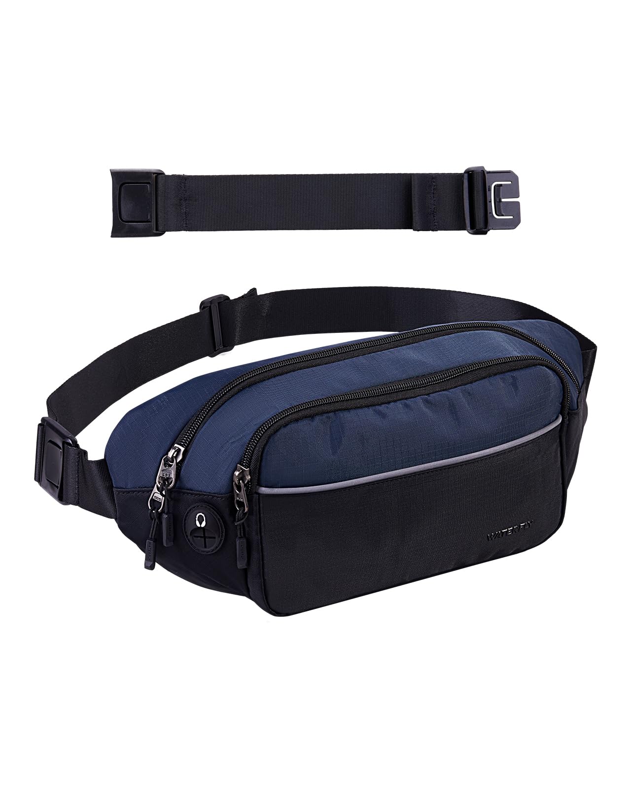 Fanny Pack Waist Bag Large Black Dark Blue Crossbody Belt Hiking