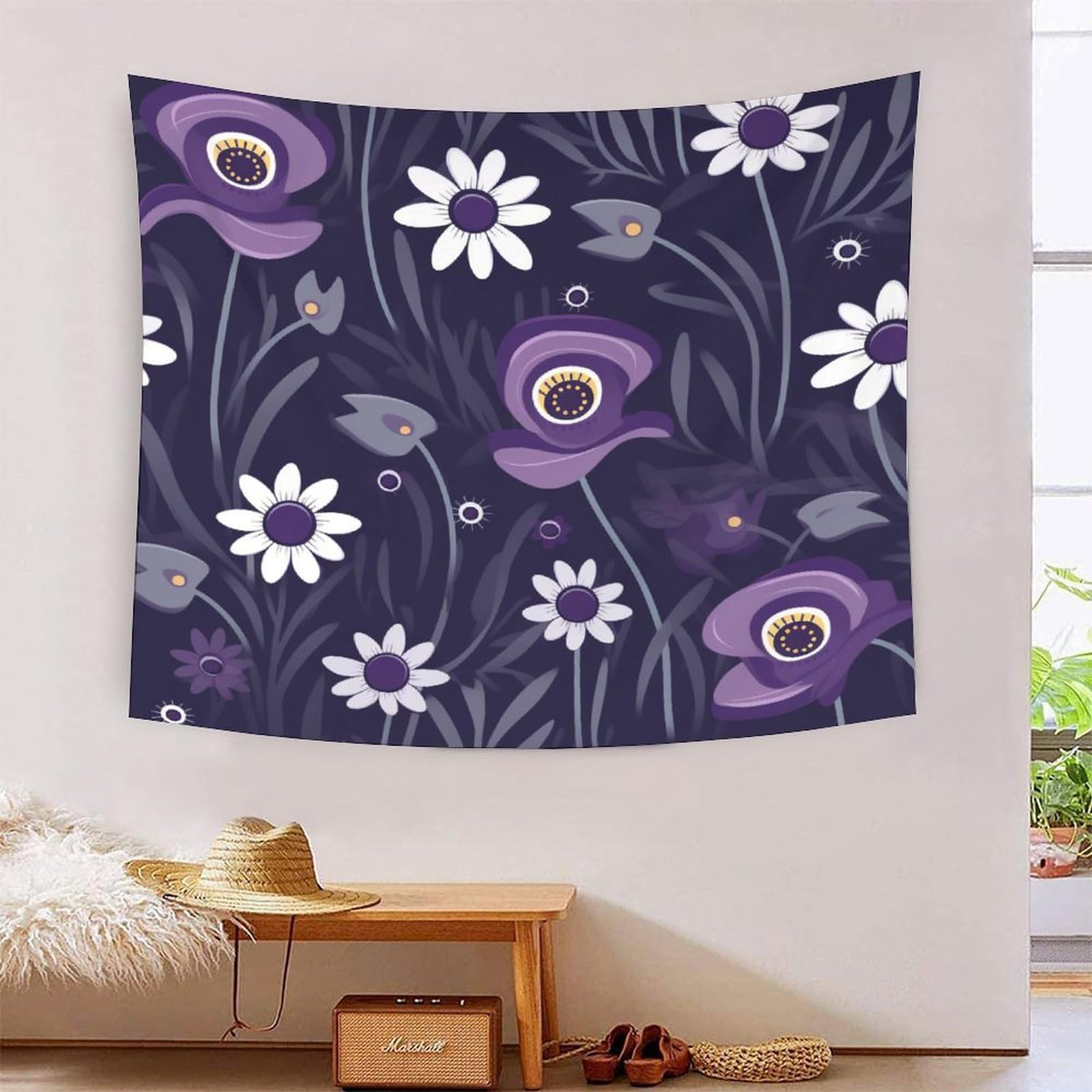 Tapisserie murale fleur 3D PRIMONLEX grand format 180x230 cm pour décoration de chambre