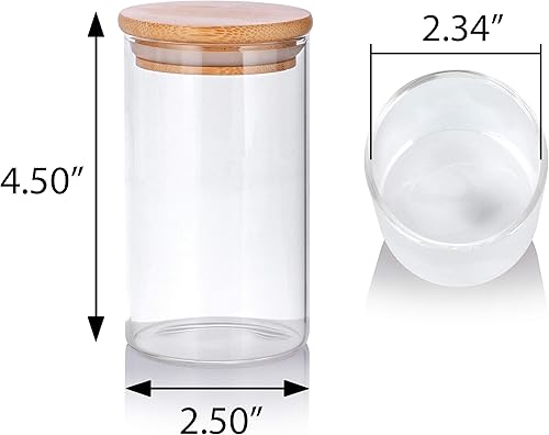 Miniatura 2 de JUVITUS Tarro alto de vidrio transparente de 10 onzas con tapa sellada de silicona de bambú y madera (paquete de 6)