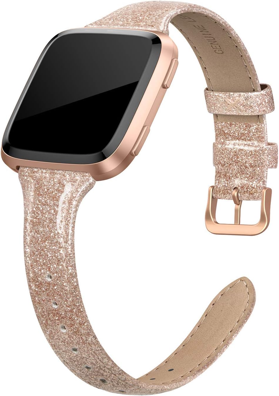 EDIMENS Genuine Leather Strap Compatible with Fitbit Versa 2 / Fitbit Versa Lite & SE/Fitbit Versa