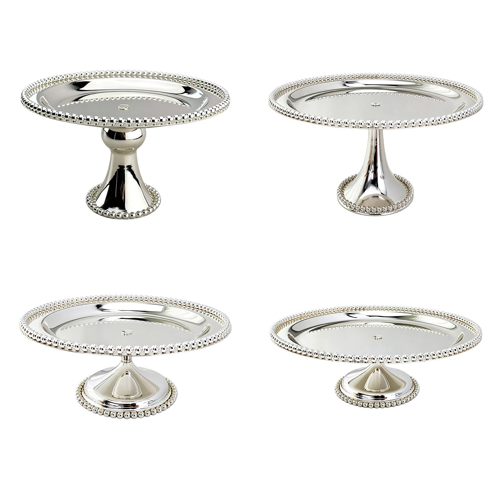 Soporte redondo para tartas de acero inoxidable 304 para pasteles, frutas, nueces, bandeja de postre de metal con bordes redondeados, elegante bandeja para servir dulces