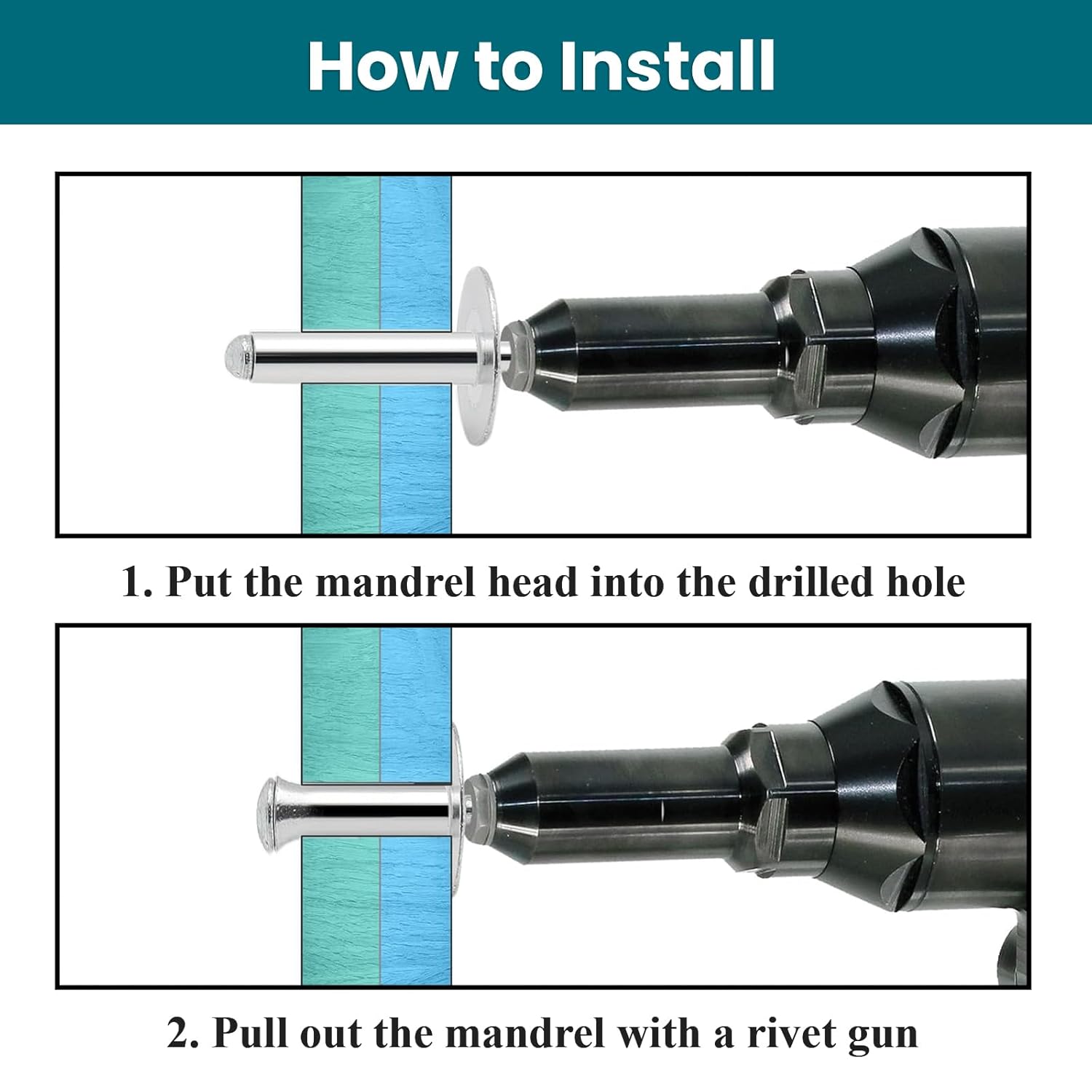 Elsjoy 450 Pieces 304 Stainless Steel Pop Rivets & Washers Assortment Kit, 1/8" 3/16" 1/4" Blind Rivet Set for Metal, Furniture, Automotive, Instruments