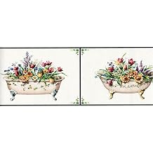 TRIMZ Clawfoot Tub Wallpaper Border 6.87 in, Bathroom, Kitchen