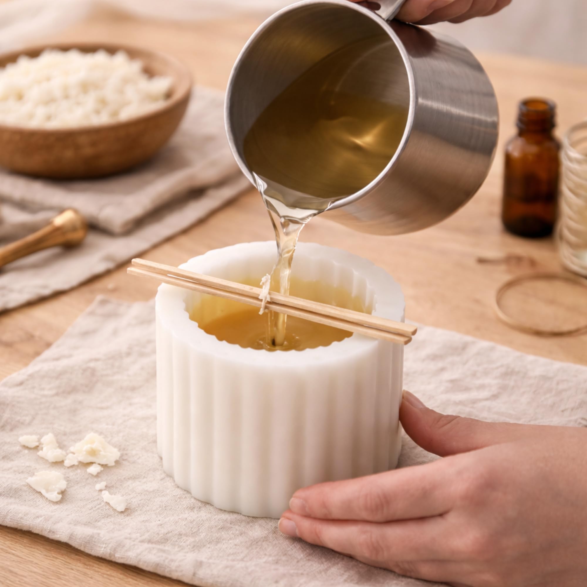 5kg Sojawachs Sojawachsflocken ABI 357 Original für freistehende Kerzen Kerzenwachs für Duftkerzen Vegan Schmelzpunkt 42–48 °C Natürliches Öko-Soja-Wachs-Flocken Kerzenwachs zum Gießen