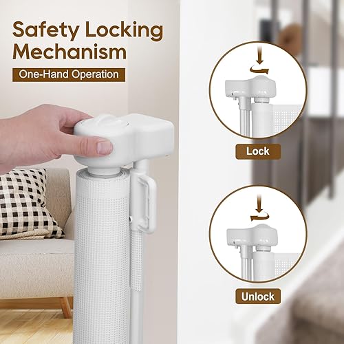 Miniatura 5 de Puertas retráctiles para bebés de 120 pulgadas extra anchas con diseño de tira reforzada para evitar que se arrastren, puerta retráctil para perros