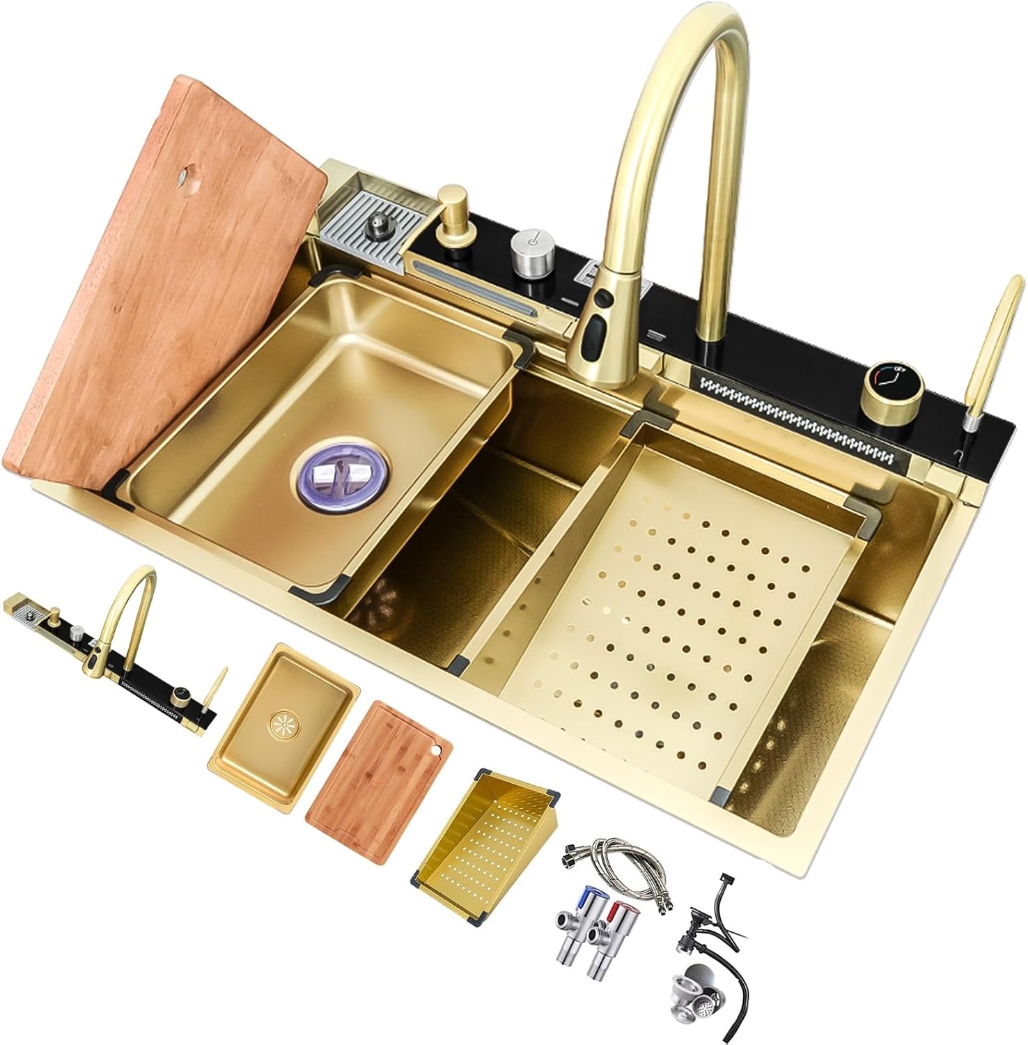 ASKLFNEI Gold Edelstahl Küchenspüle, Dropin&TopMount Installation