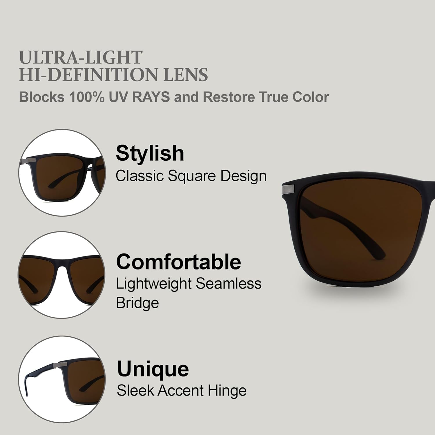 NYS Collection Polarized Sunglasses 100% UV400 Anti-Glare Scratch-Resistant Lightweight Durable Retro Style for Men Women