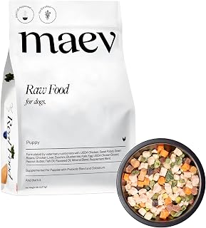 Maev Raw Dog Food for Puppies, Better Than Freeze Dried Dog Food, Flash Frozen Human-Grade Dog Food with USDA Chicken, Vitamin-Rich Organ Meat and Fresh Produce in Every Serving, 10 Pounds