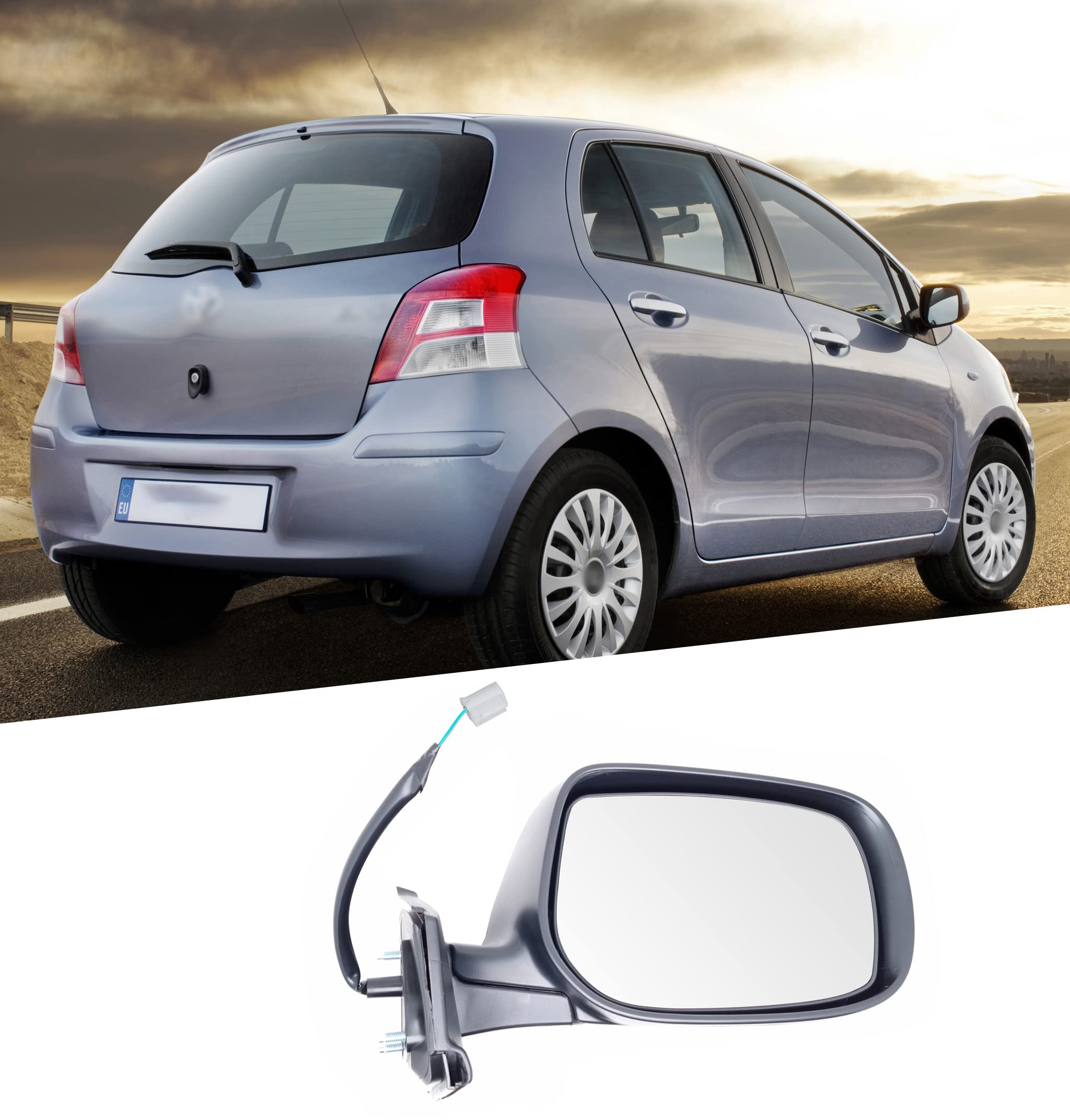 BSSTORE Specchietto Retrovisore da Verniciare perYARIS dal 2006 al 2011 (XP9) Elettrico Termico (Destra - Lato Passeggero)