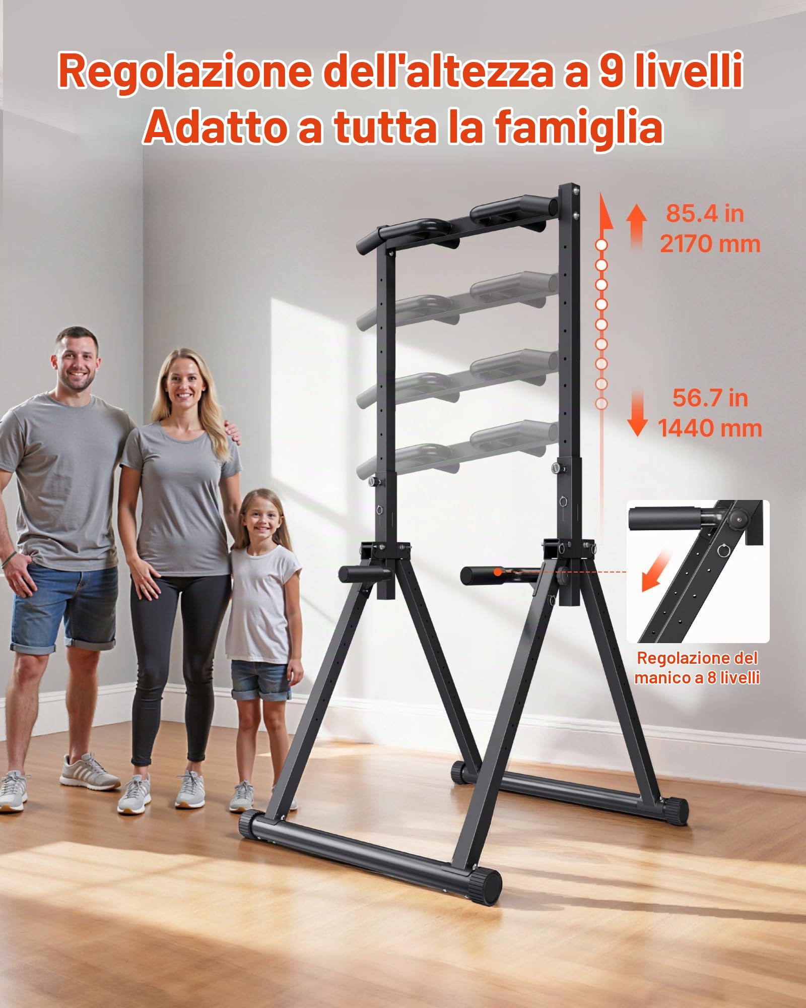 VEVOR Barra per Allenamento della Schiena con Capacità di Carico di 150 kg, Struttura Triangolare e Robusto Tubo in Acciaio, Altezza Regolabile in 9 Posizioni, per Allenamento della Forza di Braccia