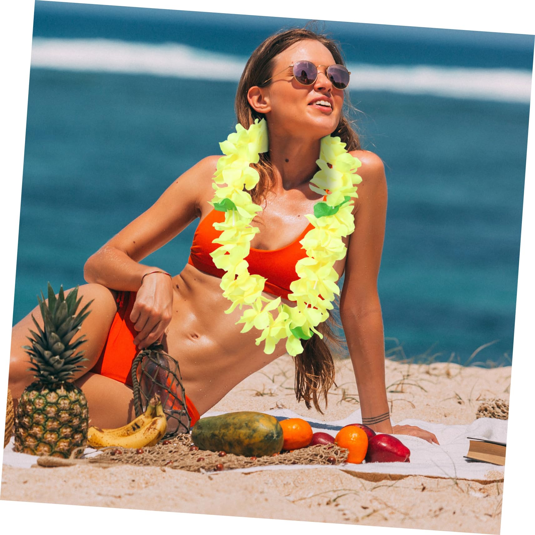 12piezas Collar Hawaiano Luau Collar De Guirnalda Floral De Fiesta Hawaiana Para Adultos