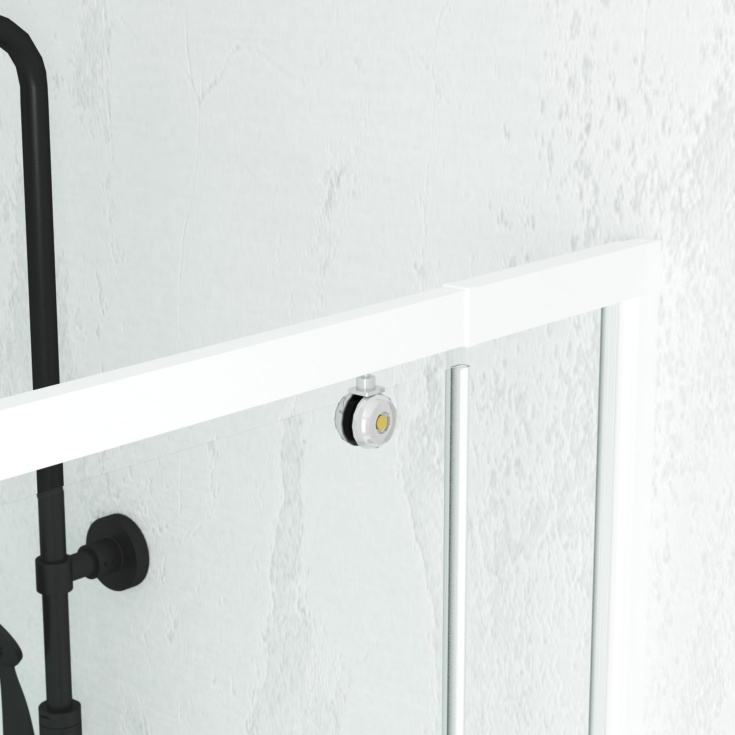 Porte de douche pivotante ajustable de 69 à 80cm en Alu. Blanc et verre transparent - WHITY PIVOT