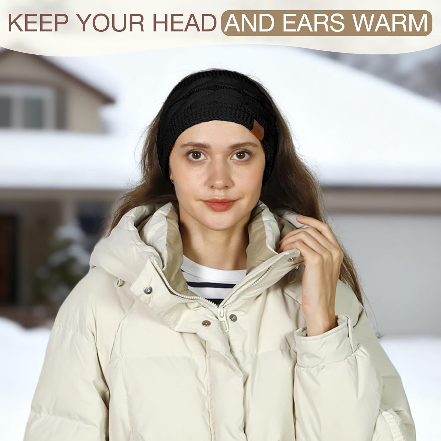 4 Pack Ear Warmer Headband, Knit Earmuffs Winter Headbands for Women, Running Fleece Headband Ear Cover for Cold Weather - Image 3
