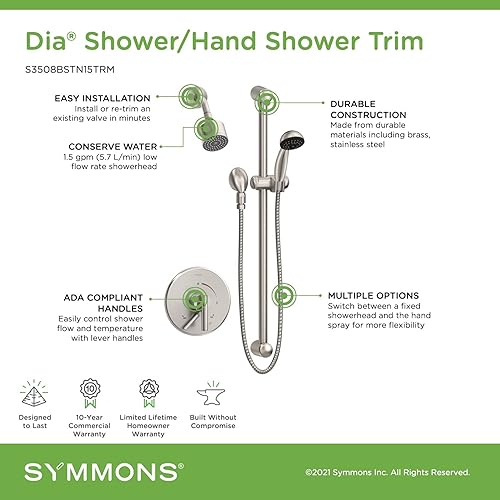 Miniatura 6 de Symmons S3508BMB15TRM Cuarto de baño-Fixture-Hardware-Partes, negro mate