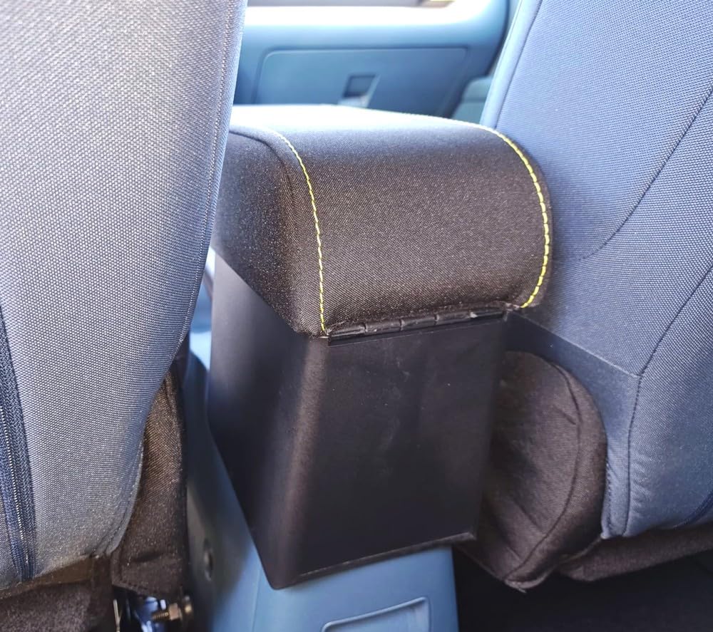 WOOD COMPANY Bracciolo Compatibile con Fiat Grande Panda Versione Benzina in Tessuto Nero con Cuciture Gialle (Non Adatto alla Versione Hybrid o Elettrica)