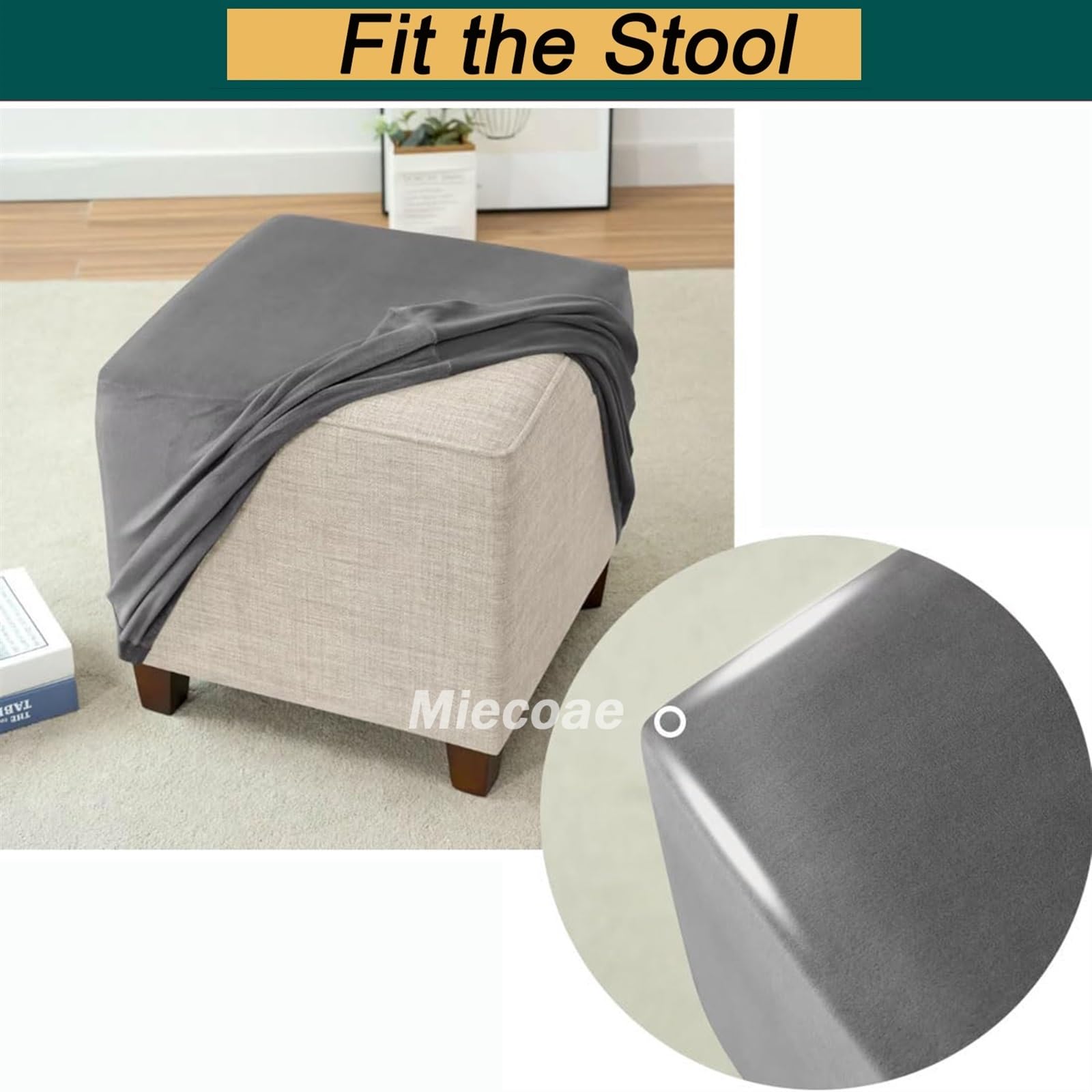 Hockerbezug Quadratisch 60x60cm - Stretch Schonbezug Für Ottomane