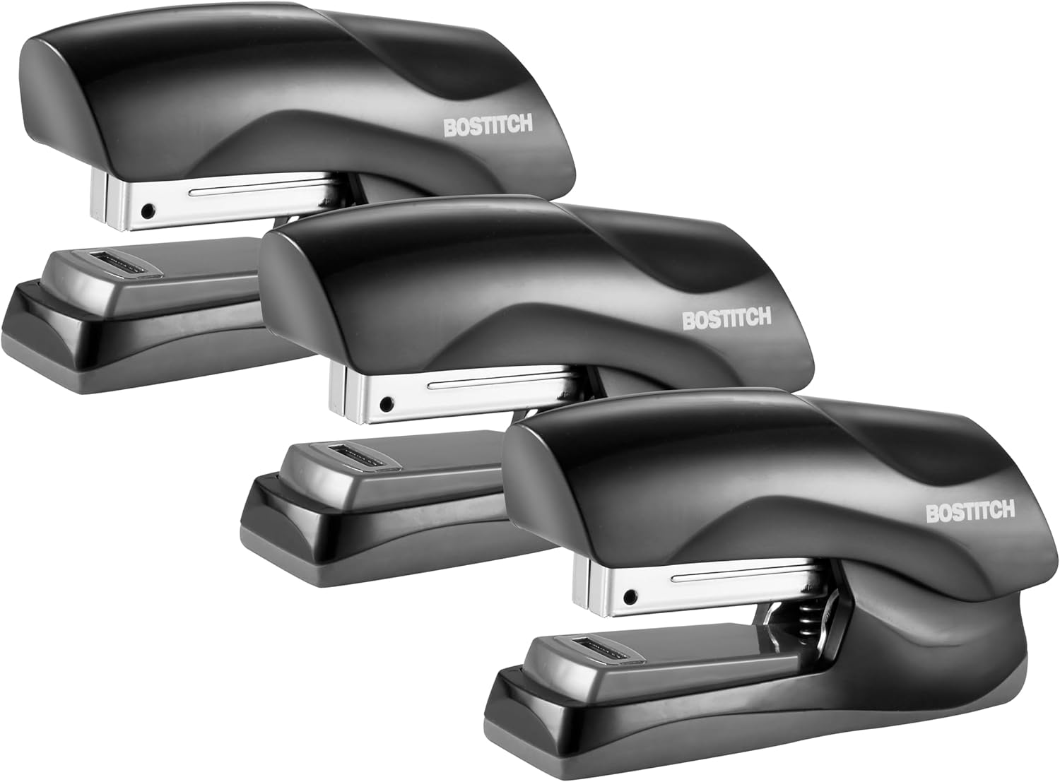 Bostitch Office Heavy Duty Stapler, 40 Sheet Capacity, No Jam, Half Strip, Fits into the Palm of Your Hand, For Classroom, Office or Desk, Black, 3-Pack Bostitch Office Heavy Duty Stapler, 40 Sheet Capacity, No Jam, Half Strip, Fits into the Palm of Your Hand, For Classroom, Office or Desk, Black, 3-Pack