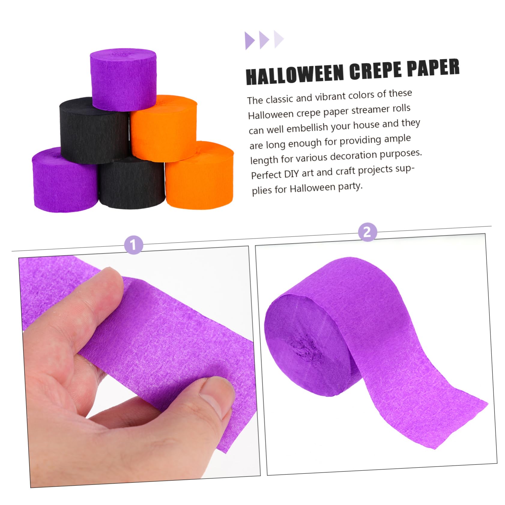 SEWACC 4sets Halloween Party Streamer Orange Schwarz Crepe Rollen Dacoratin Decor Handwerk Liefert 6 Rollen * 4