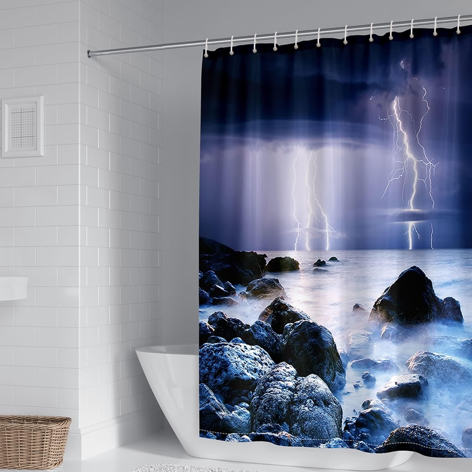 Rideau de douche foudre 300x200cm pour moderniser l'espace bain familial