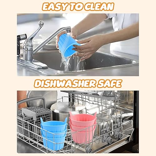 Miniatura 6 de Molde de silicona para freidora de aire de 6 piezas, reutilizable, antiadherente, freidora de aire escalfadora, tazas de silicona para hornear,