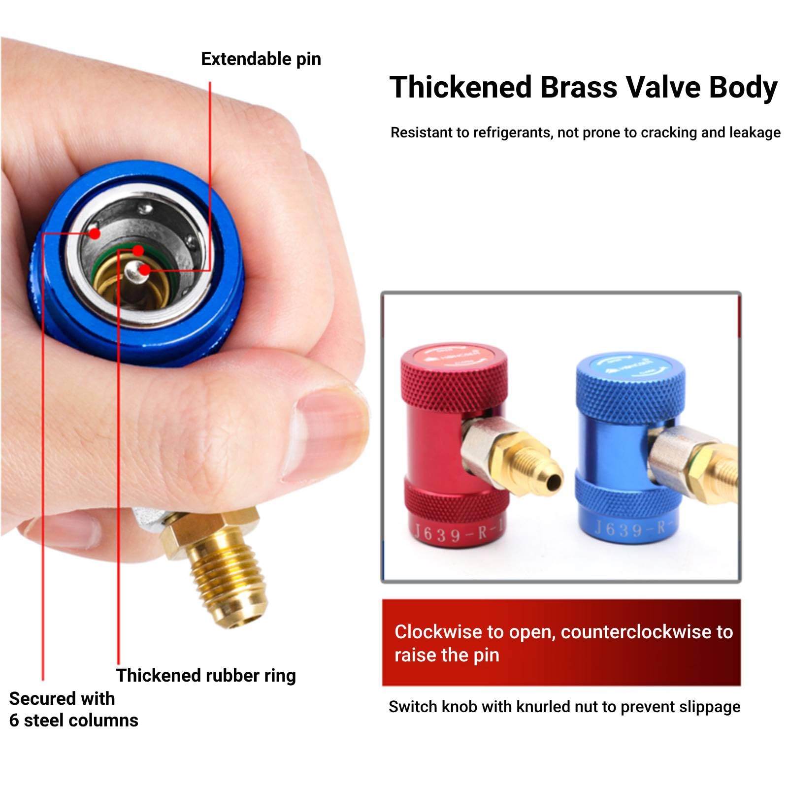 Adaptateur r1234yf,Connecteur Rapide, Aluminium Connecteur Rapide R1234yf adaptateur de port de service de climatiseur à coupleurs rapides professionnels adapté aux réfrigérants