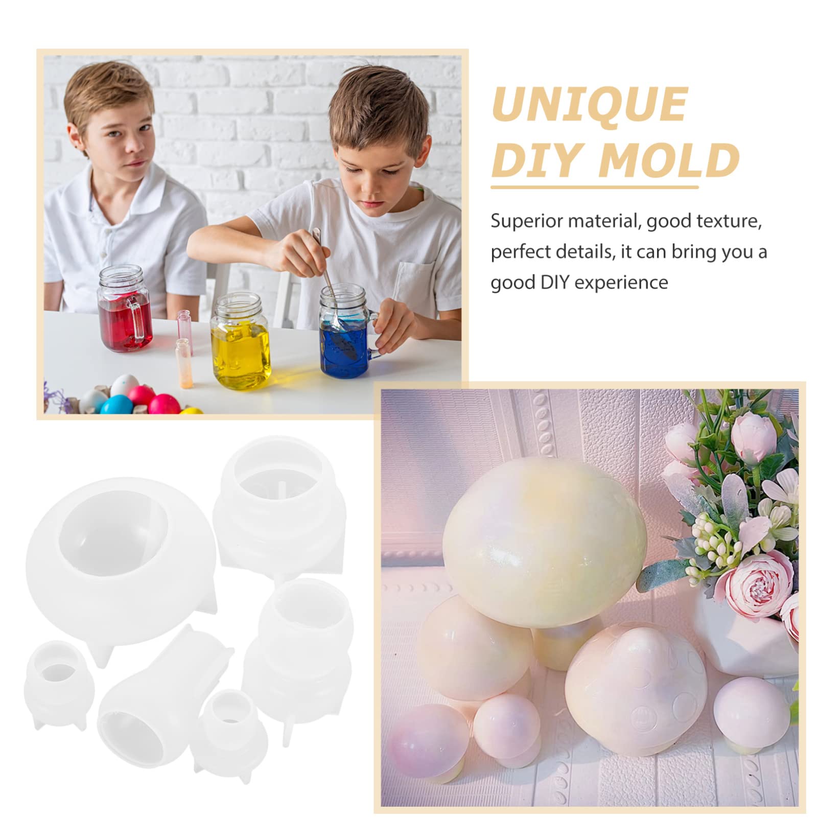 6 Pezzi, Stampo in Silicone a Forma di Fungo, Antiaderente, Riutilizzabile, per Creazioni Fai da Te e Decorazioni Artigianali