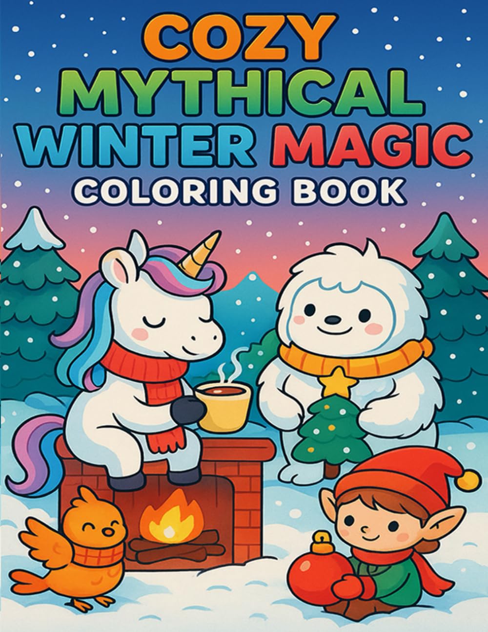 Cozy Mythical Winter Magic Coloring Book