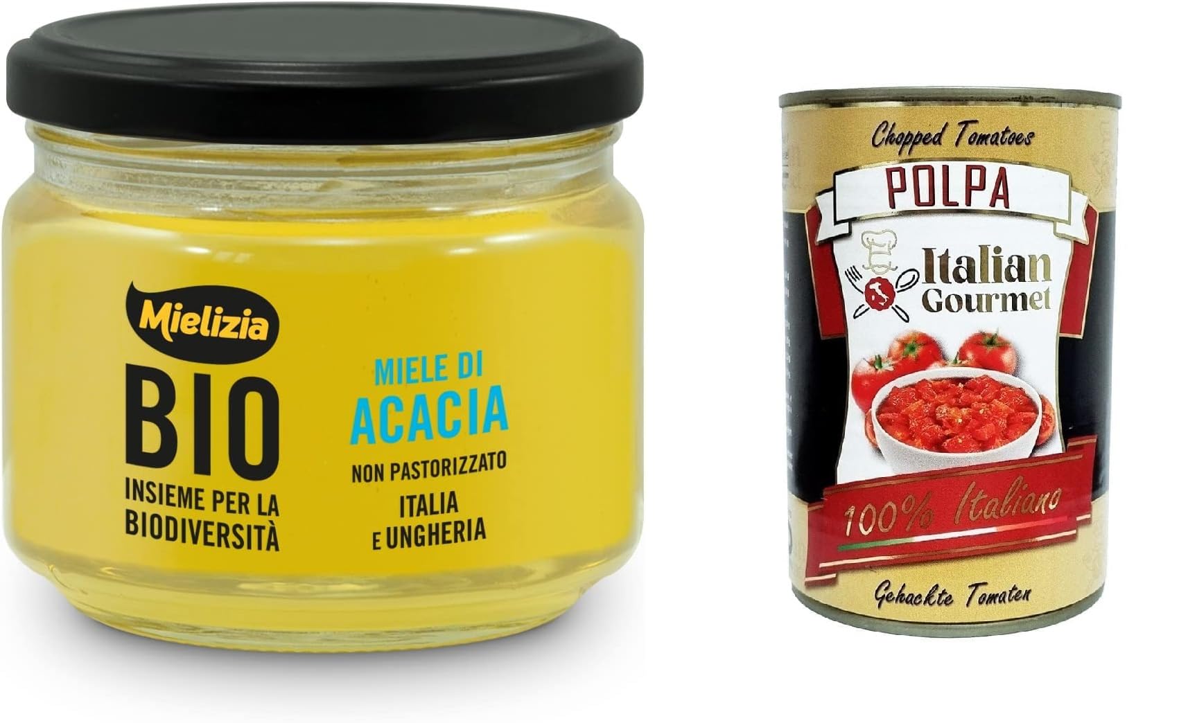 Italian Gourmet Miele di acacia Akazienhonig unpasteurisiert 6 x 300g | Dolce chiaro e delicato, roh abgefüllt, ideal für Tee, Joghurt, Käse und, Gesamtnettogewicht 1,8 kg + Kostenlos Polpa 400g