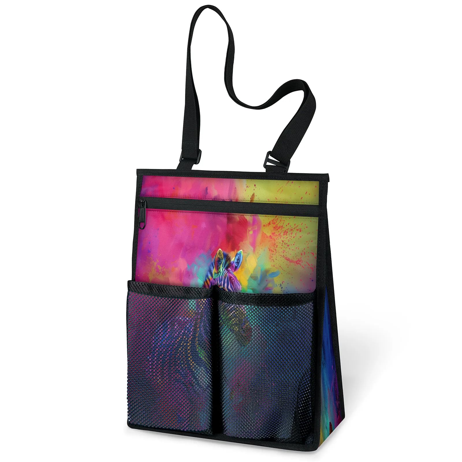Ourtheme Colorful Zebra Portable Shower Bag for Travel Gym Camp Beach Tote Shower Caddy Bags Hanging Toiletry Organizer