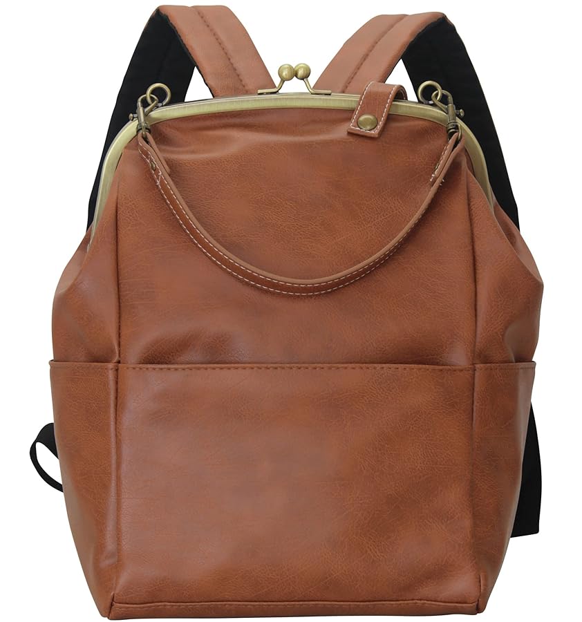 猫ちゃん★がま口バッグ　リュック＆ボディバッグ　フェイクレザー　2WAY 2WAY 猫ちゃん☆がま口バッグ リュック＆ボディバッグ フェイクレザー