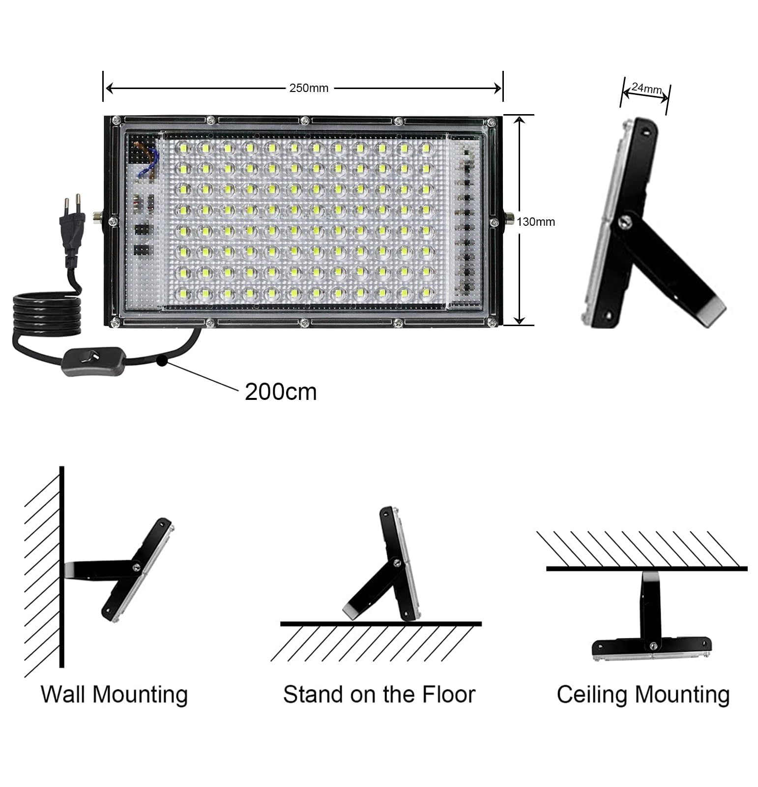 CREATESTAR Projecteur extérieur LED, 100W Spot LED Extérieur IP65 étanche projecteur led blanc froid, Eclairage Exterieur pour jardin cour Garage (4)