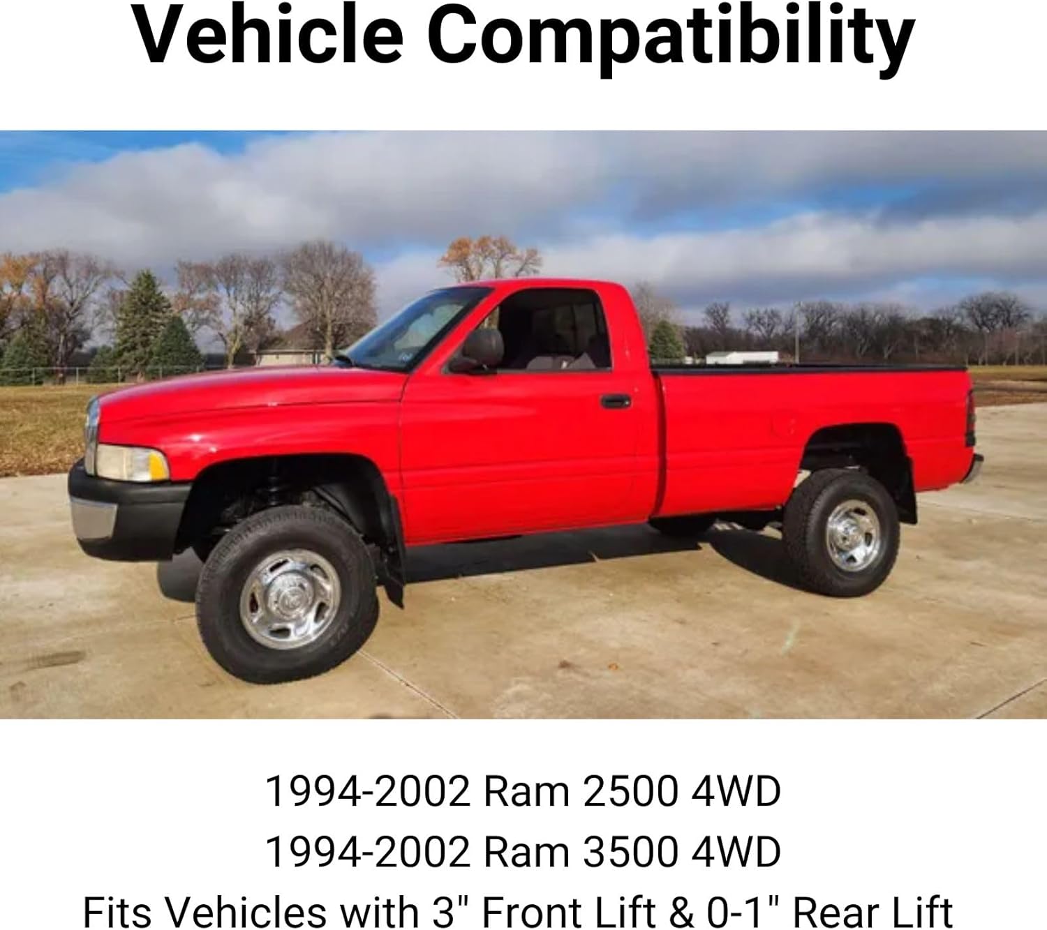 Bilstein 24-185776 24-185783 Set of 5100 Series Front & Rear Monotube Shocks fits 1994 2002 Ram 2500 3500 4WD with 3" Front & 0-1" Rear Lift | Improves Ride Quality, Handling & Comfort