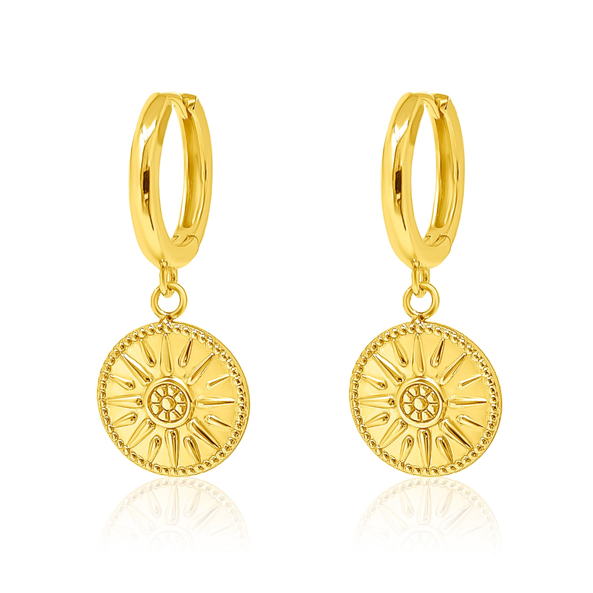 Mary & Jules Orecchini A Cerchio In Argento 925 Riciclato Con Ciondolo Moneta (12 Mm) - Donna