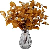 Vista 9 de 12 tallos de eucalipto artificiales, hojas de eucalipto de seda falsa de 20 pulgadas con bayas, plantas verdes, decoraciones florales para Azul Cielo