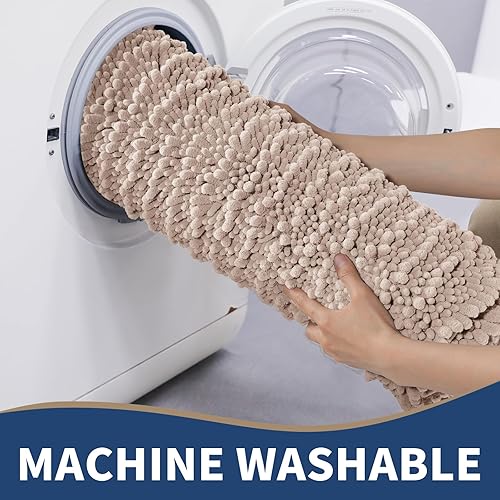 Miniatura 5 de Yimobra Juego de 2 alfombras de baño de chenilla, juego de alfombras de baño suaves y antideslizantes, esponjosas y gruesas para el suelo del baño,