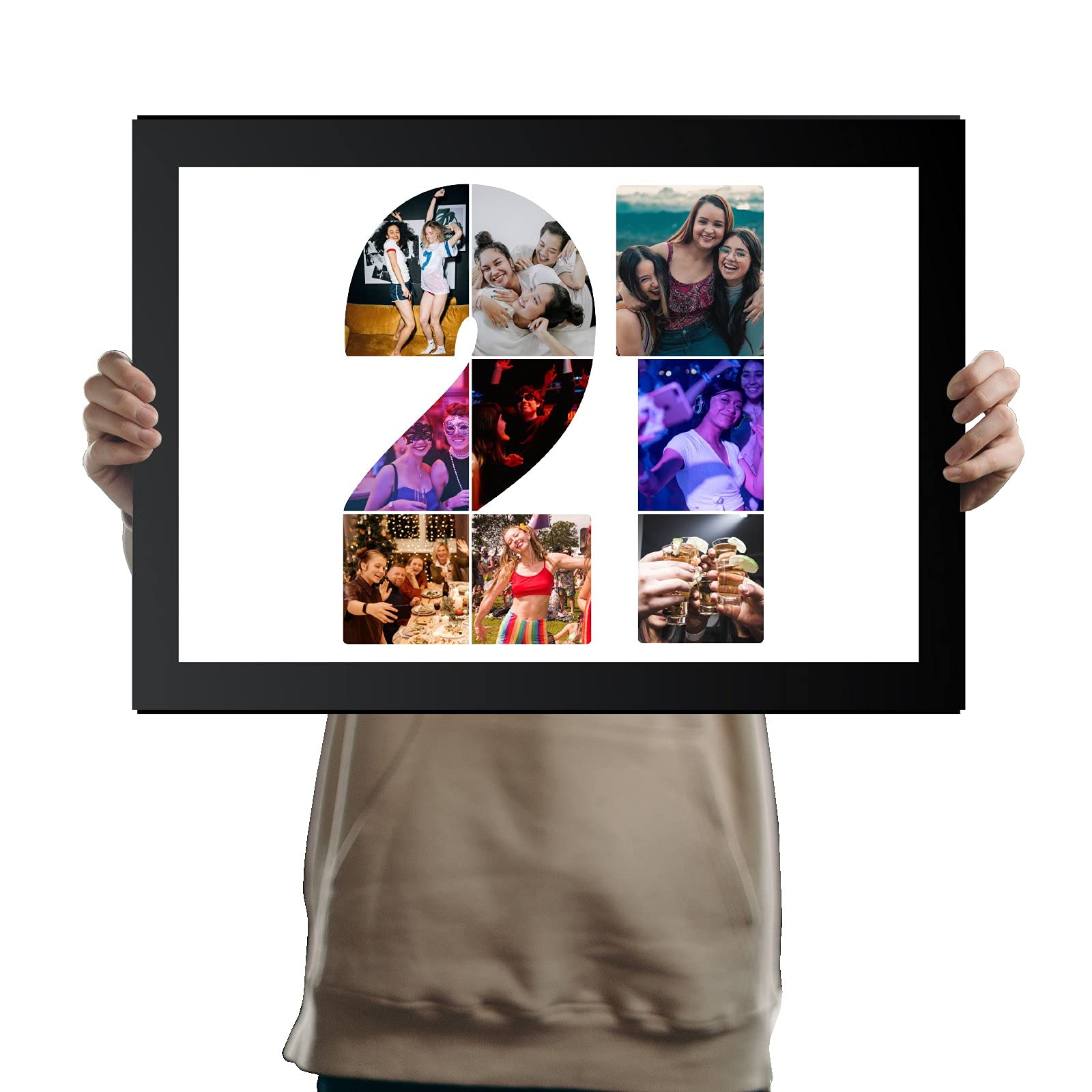 You Personalise Black 21St Birthday Personalised Photo Collage Framed A3
