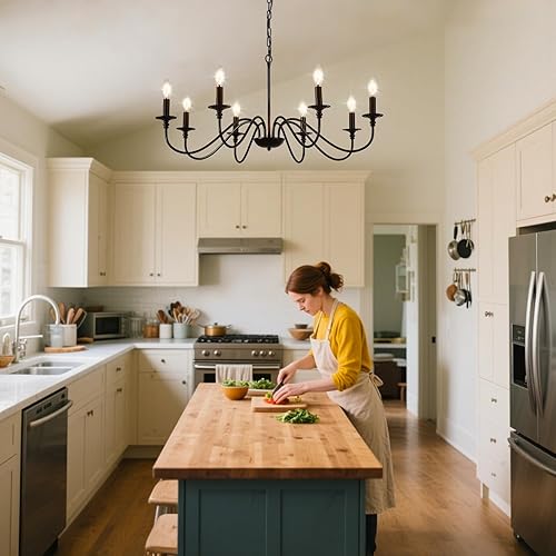 Miniatura 7 de Depuley Lámpara colgante de tejido rústico, 3 luces colgantes de metal con acabado de cuerda de cáñamo, cadena ajustable de 39 pulgadas, candelabros